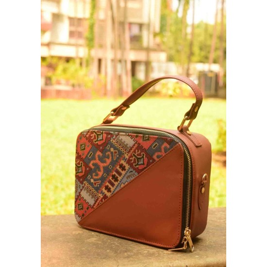 Maroon Abstract Box Bag