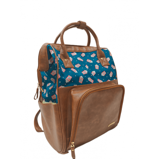 PopCorn Print Diaper Bagpack Blue