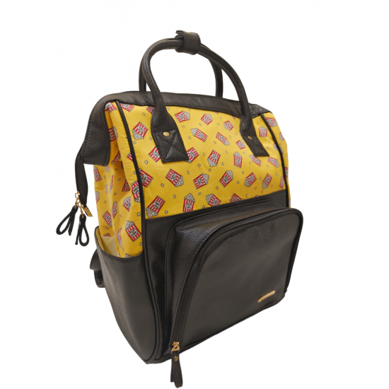 PopCorn Print Diaper Bagpack Yellow