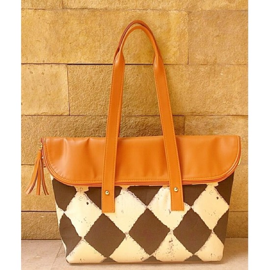 Checkered Foldover Handbag